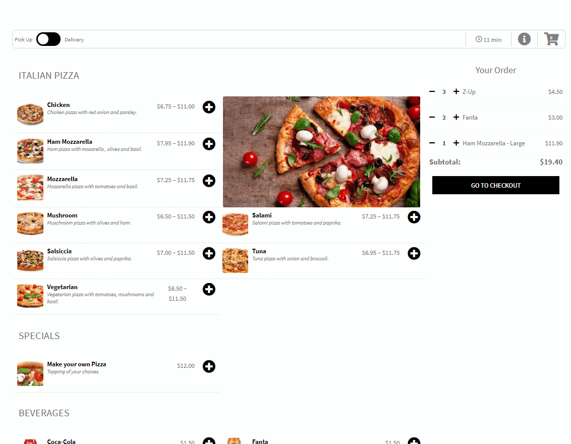 WooCommerce adding items with Food Online Plugin