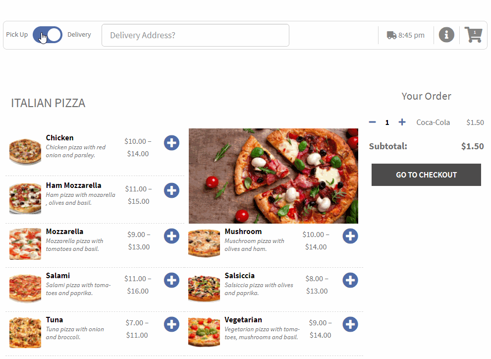 Menu by Delivery Mode