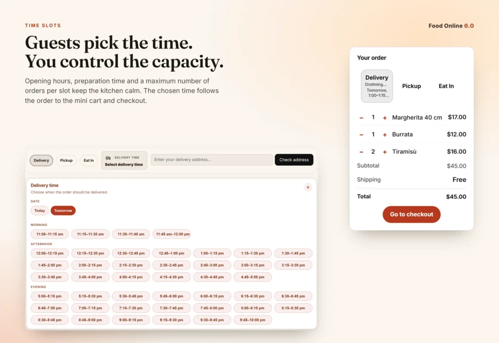 The time picker panel with dates and time slots